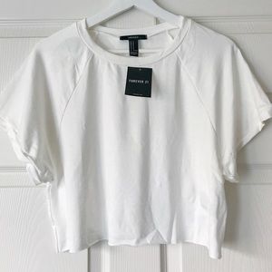 Forever 21 | Cropped cream dolman sleeve knit top